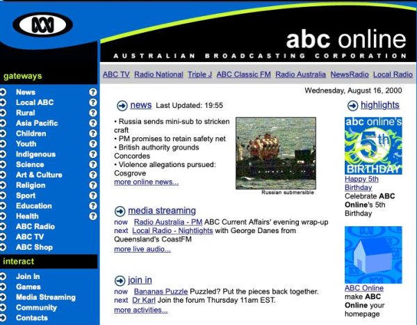 ABC home page in 2002